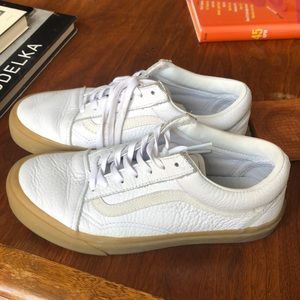 Madewell x vans leather white sneakers.